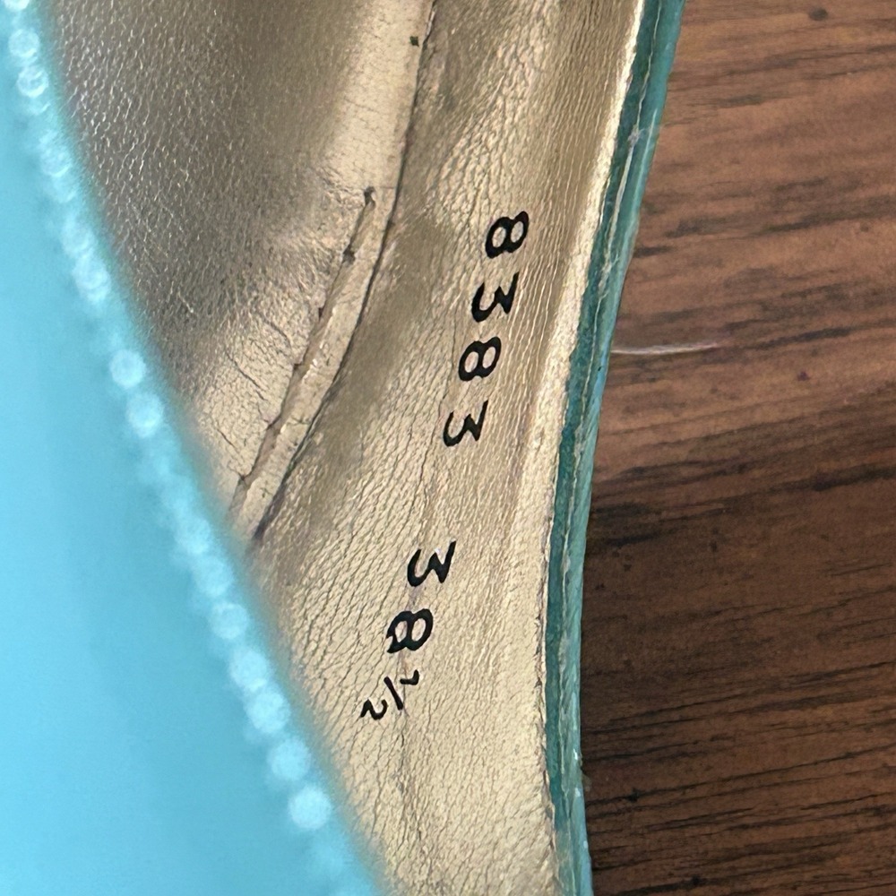 Dolce & Gabbana Patent Leather Slingback Pumps Turquoise EU 38.5 US 7.5/8 READ - Picture 14 of 16